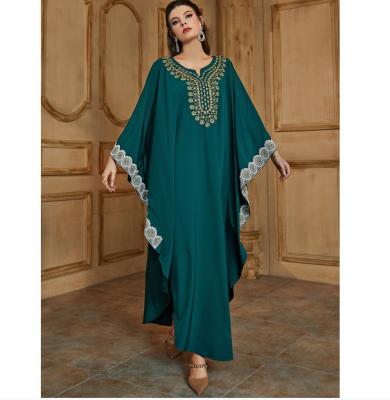 China Fashion Design Breathable Embroidery O Neck Long Sleeve Lace Muslim Dresses OC463 for sale