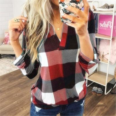 China Anti-Wrinkle 5XL Plus Size Fashion Western Popular Design Long Sleeves V-Neck Women Shirts OC19 for sale