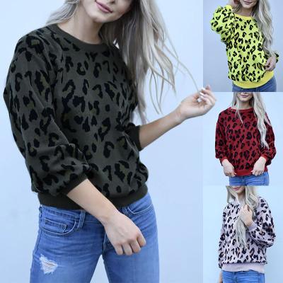 China Anti-wrinkle long sleeve leopard printed women hoodies OC65 for sale