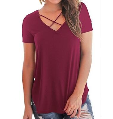 China Sexy V-neck QUICK DRY 5XL plus size 9 colors fashion women t shirts OC140 for sale