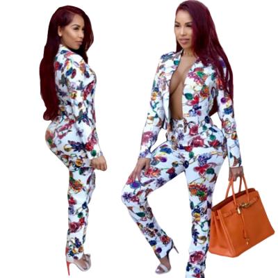 China Breathable Fashion Women Popular Printed Clothing Set 2 Piece Sexy Lady Suits OC223 for sale