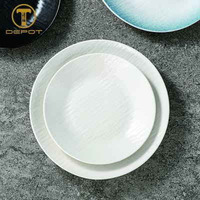 China Wholesale Black Charger Stocked Plates White Ceramic Dinner Dishes For Supply for sale