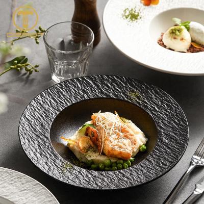 China Round Stocked Custom Plates Pasta Plates Professional Dish For Italian Restaurant for sale