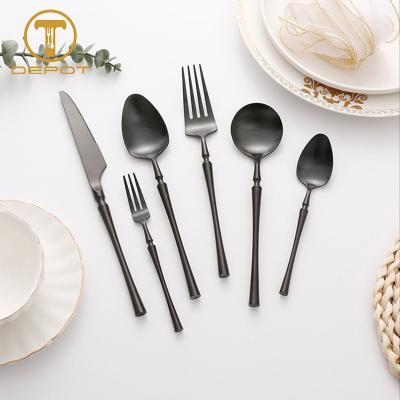 China Free Sample Stainless Steel Flatware Stocked Set Polished Black Cutlery for sale