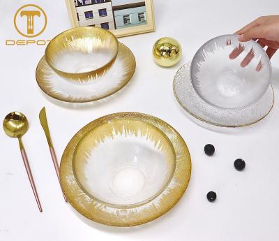 China Stocked Party Use Marry Silver Flat Dessert Dishes Glass Set Charger for sale