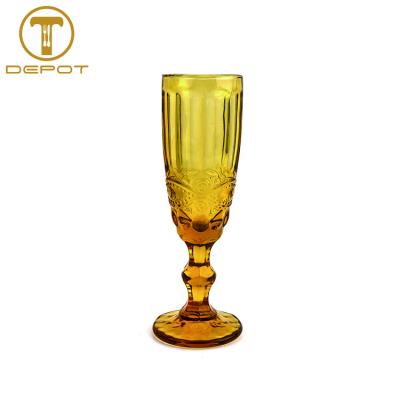 China Durable lead free colored drinking glasses colored champagne glass for wedding for sale