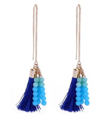 China Popular Long Tassels Earrings For Women Fashion Statement Dangle Initial Stud Earrings For Girls Ohrringe for sale