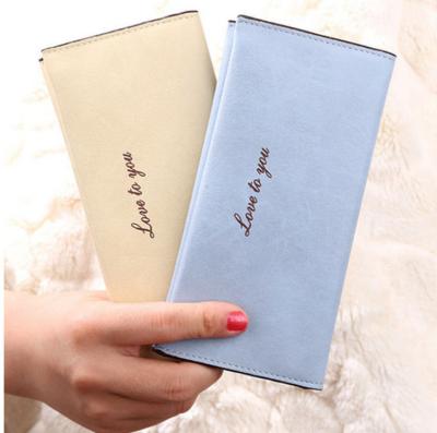 China Wholesale New Korean Style Leather Ladies Wallet High Quality Vintage Long Purse Thin Leather Organizer for sale