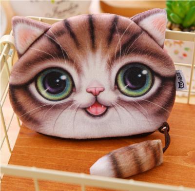 China Durable Large Face for Cat Fashion Zipper Coin Wallet Plush Canvas Fashion Coin Purses for Cat Mini Wallet for sale