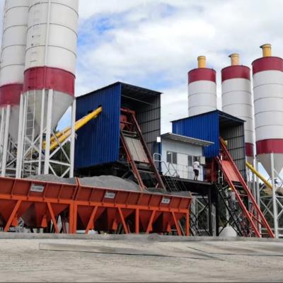 中国 Stati75 belt type 75M3/H bucket hopper concrete plant factory price for sale Algeria 販売のため