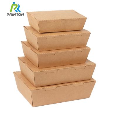 China Disposable Take Away Disposable Kraft Paper Box Food Folding Box Packaging Paper Supplier for sale