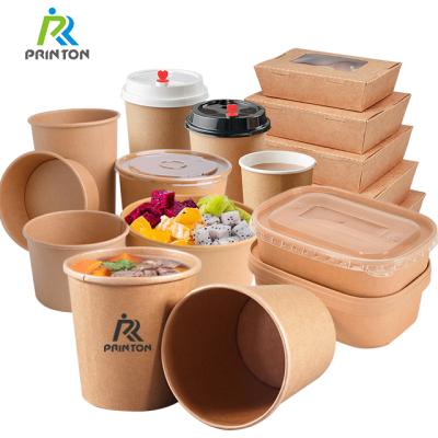 China Wholesale Disposable Packing Disposable Takeout Box Container Food Hot Paper Soup Bowl for sale