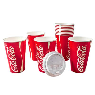 China Wholesale 16oz 24oz Disposable Reusable Cold Cups With Straw Disposable Drink Cola Paper Cup for sale