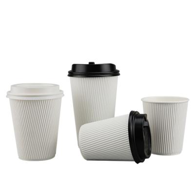 China 4oz 12oz 16oz Disposable Eco-Friendly Ripple Wall Paper Cup Printing Biodegradable Coffee Cup for sale