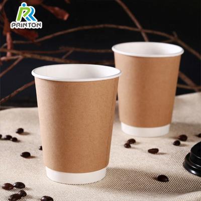 China 8oz 12oz Disposable Biodegradable Wall Coffee Paper Cup 100% Double Eco-Friendly for sale