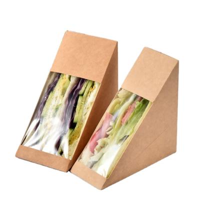 China Takeway Kraft Triangle Food Packaging Container Disposable Sandwich Box for sale