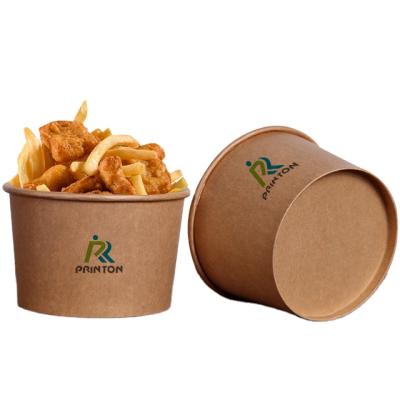 China Custom Biodegradable Disposable Kraft Paper French Fries Box Food Packaging Fried Chicken Takeout Box for sale