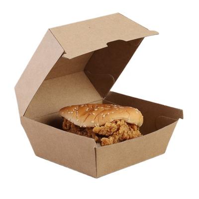 China Eco-Friendly Disposable Kraft Paper Clamshell Food Packaging Burger Box Chicken Nugget Box for sale