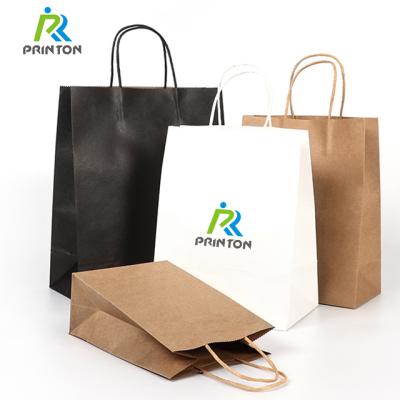 China Recyclable Custom Small Brown Paper Bags With White Handle Craft Paper Bags for sale