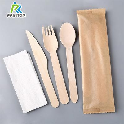 China Eco - Friendly Disposable Cutlery Set 72 Piece Wooden Dish Knife Fork And Spoon Set for sale