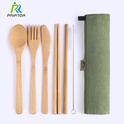 China Viable Disposable Flatware Travel Cutlery Set Bamboo Cutlery Camping Cutlery Set for sale