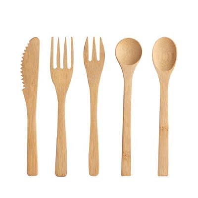 China Sustainable Disposable Bamboo Spoon Travel Cutlery Set Picnic Cutlery Set for sale