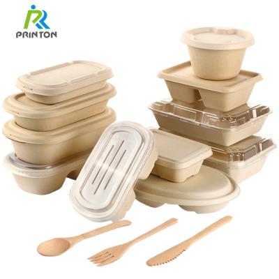 China Disposable Disposable Food Dishes Biodegradable Pulp Fiber Bamboo Container for sale