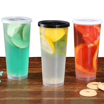 China 12oz 16oz disposable eco friendly custom plastic cups with lids and straws boba 500ml hard bubble pp plastic cup with logo for sale