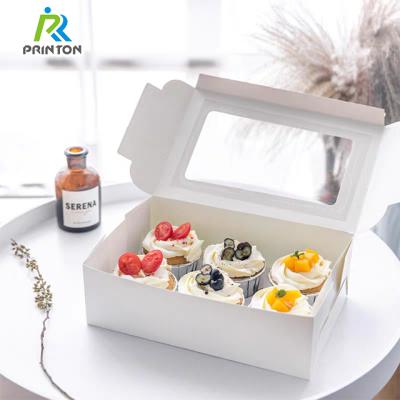 China Custom Printing Disposable Square Packaging Mini Cake Box Transparent Cupcake Boxes for sale