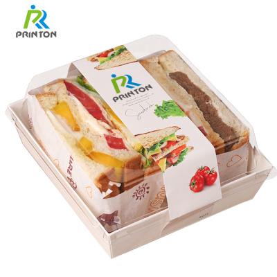 China Disposable Eco-Friendly Disposable Sushi Box Small Food Wrapping Paper Clear Cake Box for sale