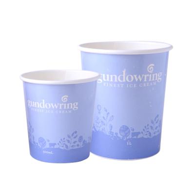 China Disposable 16oz Custom Printed Disposable Ice Cream Cup With Lid , Ice Cream Cup Packaging for sale