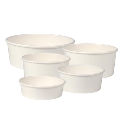 China Disposable Logo Printed Disposable Kraft Paper Salad Bowl Take Out Paper Fast Food Bowl With Lid for sale