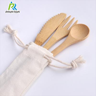 China Eco-friendly Disposable Bamboo Cutlery Set Knife Fork Spoon Set Wholesale Cutlery Set for sale