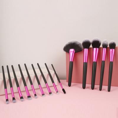 China Angular Blush Rose Red 24pcs Vegan Eyeshadow Luxury Dense Premium Customized Private Logo Wooden Soft Synthetic High Quality Makeup Brushes for sale