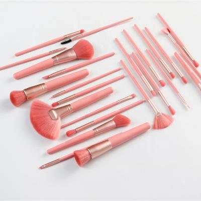 China Angular Blush Professional Vegan 24pcs Best Cruelty Free Rose Wood Face Makeup Synthetic Wholesale High Quality Brushes Custom Logo for sale