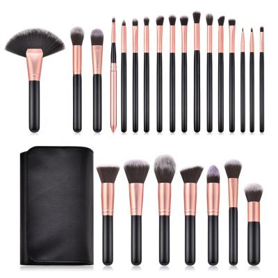 China Angular Blush Black Gold Black Premium Eco Friendly 24 High End Luxury Luxury Wood Your Own Brand Custom Women Makeup Brush Set With Bag for sale