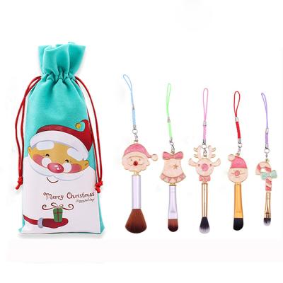 China Angular Blush Purple Eye Custom Cute Red Mini Makeup Brush Set Metal Color Pink Synthetic Hair 5pcs Christmas Multi Wholesale for sale