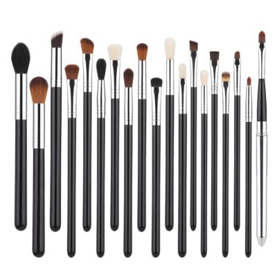 China Angular Blush Luxury Professional Wooden Eye Makeup Brush 19pcs Vegan Goat Black Private Label Premium High End Synthetic Hair Wholesale for sale