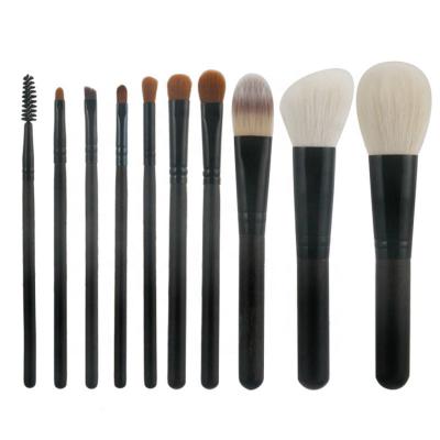 China Angular Blush Best Custom Customized Synthetic Natural Luxury Black Wholesale Logo Goat Hair Makeup Brushes 10pcs Quality Private Label Face for sale