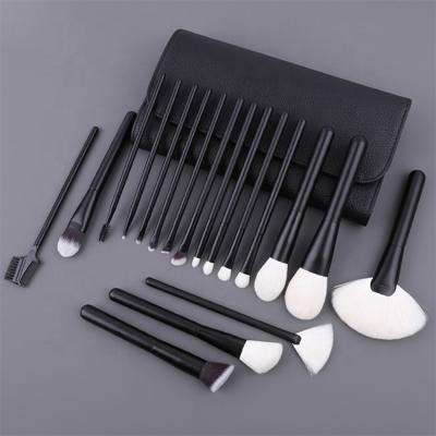 China Angular Blush Vegan Black Wooden Soft Fluffy Flat Foundation High Quality Goat Hair Highlighter Bar Eye Makeup Brush 18pcs Luxury High Quality for sale