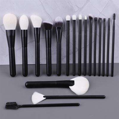 China Angular Blush DEARL Face Luxury Seller Vegan 18pcs Professional Goat Hair All Black Wooden Bundling Makeup Tools Custom Brush for sale