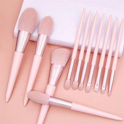 China Angular Blush Private Sensitive Pink 11pcs Tool Kit Wholesale Makeup Brushes Logo Nude Full Makeup Brushes for sale