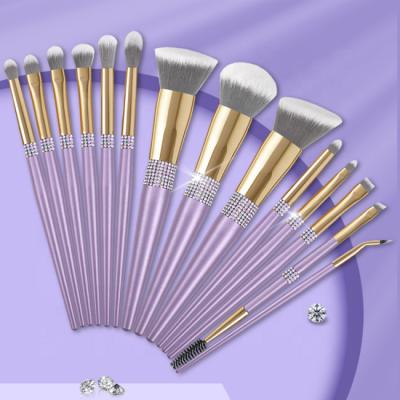 China Angular Blush 14 Pcs OEM Wholesale Custom Vegan Purple Professional Bling Diamond Crystal Makeup Set Brush Luxury Private Label Full for sale