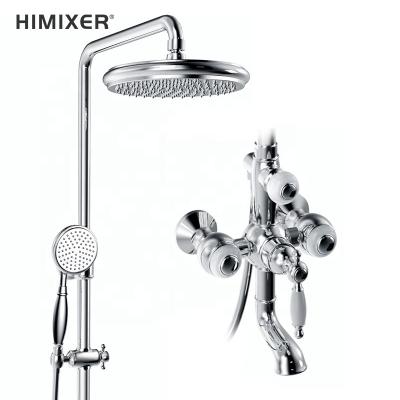 China With Sliding Bar HIMIXER Chrome Shower Wall Mounted Bathroom Ducha Column Columna Exposed Antique Classic Bathroom Rain Shower Faucet Set for sale