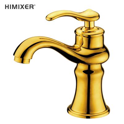 China Hot Sale HIMXIER Faucets Bathroom Goods Basin Faucets Antique Gold Brass Basin Mixer Tap Basin Mixer Tap Wastafel Hot kraan for sale