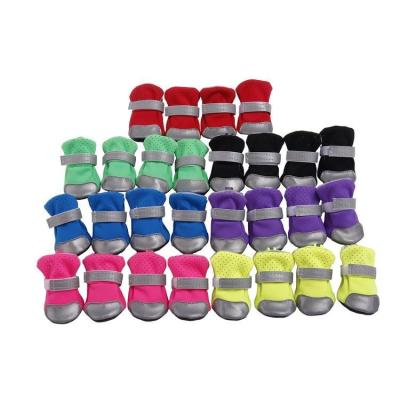 China Wholesale Viable Dog Snow Boots Dog Waterproof Shoes With Stripes Reflective Rough Anti-skid Sole Dog Waterproof Shoes for sale