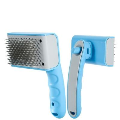 China Viable Hot Sales Dogs Cats Hair Removal Comb Self-cleaning Stainless Steel Stainless Steel Needle Sweeps Silicone Brush For Pet for sale