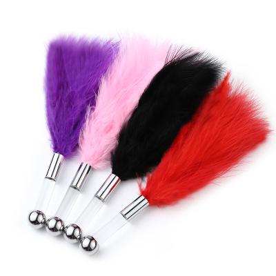 China FUN toys metal feather flirting brush metal feather sex toy feathers girl rod acrylic sex toys adult male small size for sale