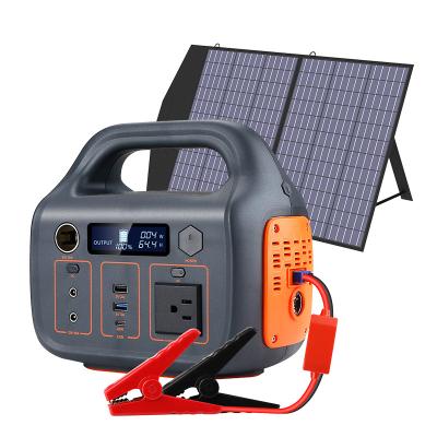 China Outdoor Portable LED 110V 220V 300W Mini Portable Lithium Power Station Solar Generator Home Solar Camping Flashlight for sale