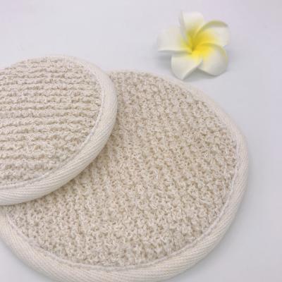 China EXFOLIATE Hot Sale Loofah Round Bath Sponge Natural Loofah Pads Body Shower Exfoliating Cotton Sponge Pads for sale